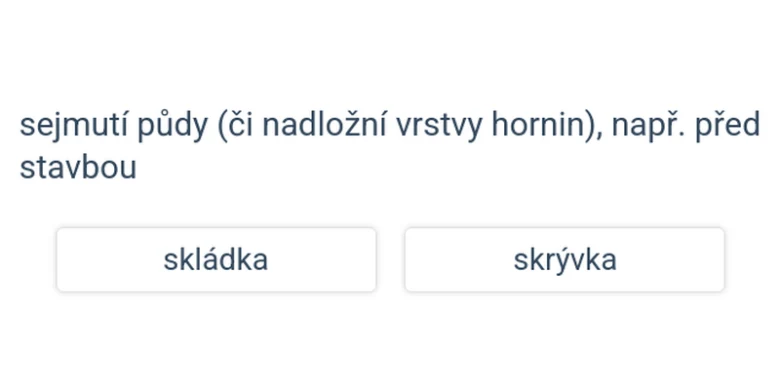 Karta s definicí sejmutí půdy před stavbou.