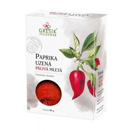 Kráječ mleté pálivé uzené papriky v krabičce