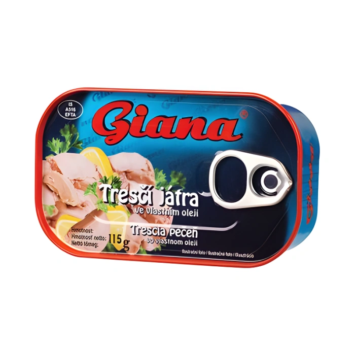 Kusí játra v oleji značky Giana s citronem a petrželkou.