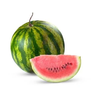 Celý meloun a kousek s červenou dužinou