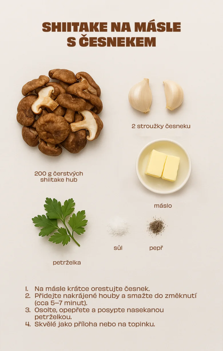 Recept na šiitake na másle s česnekem – ingredience a pokyny